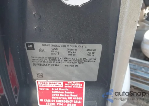 2010 Chevrolet Impala Lt from USA, damaged, VIN 2G1WB5EKXA1132144